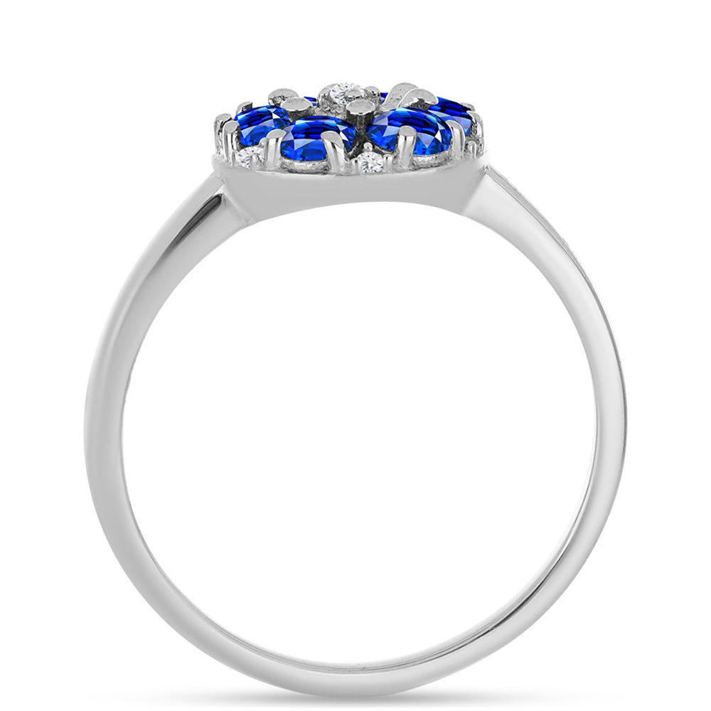 Inel din Argint 925 ( 2.58 grame ) cu Safir Albastru Australian și Topaz Alb 1.07 Carate 2 