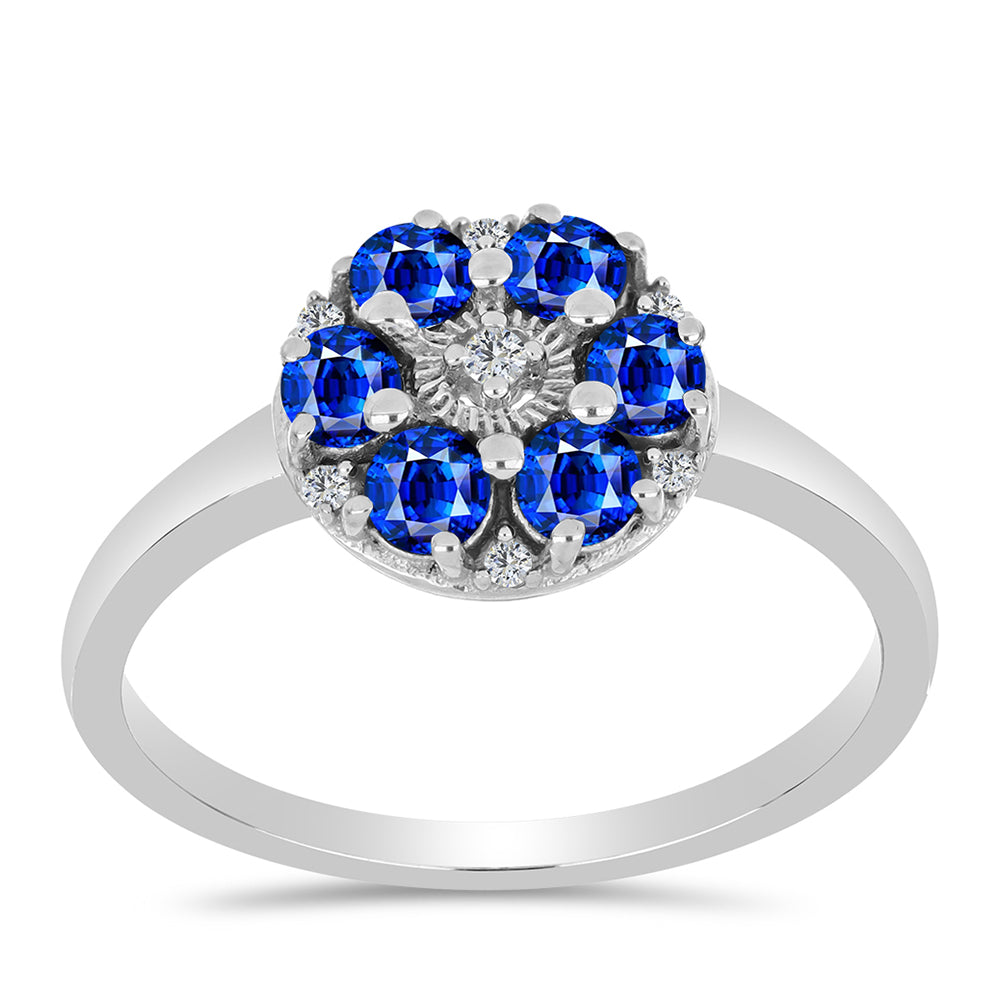 Inel din Argint 925 ( 2.58 grame ) cu Safir Albastru Australian și Topaz Alb 1.07 Carate 3 