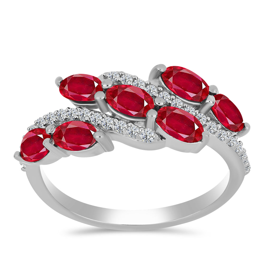 Inel din Argint 925 ( 2.71 grame ) cu Agat Roșu și Topaz Alb 1.54 Carate 3 