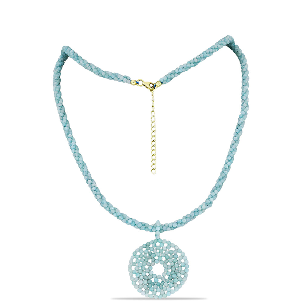 Colier din Argint 925 Placat cu Aur ( 1 grame ) cu Amazonit 61.43 Carate 1 