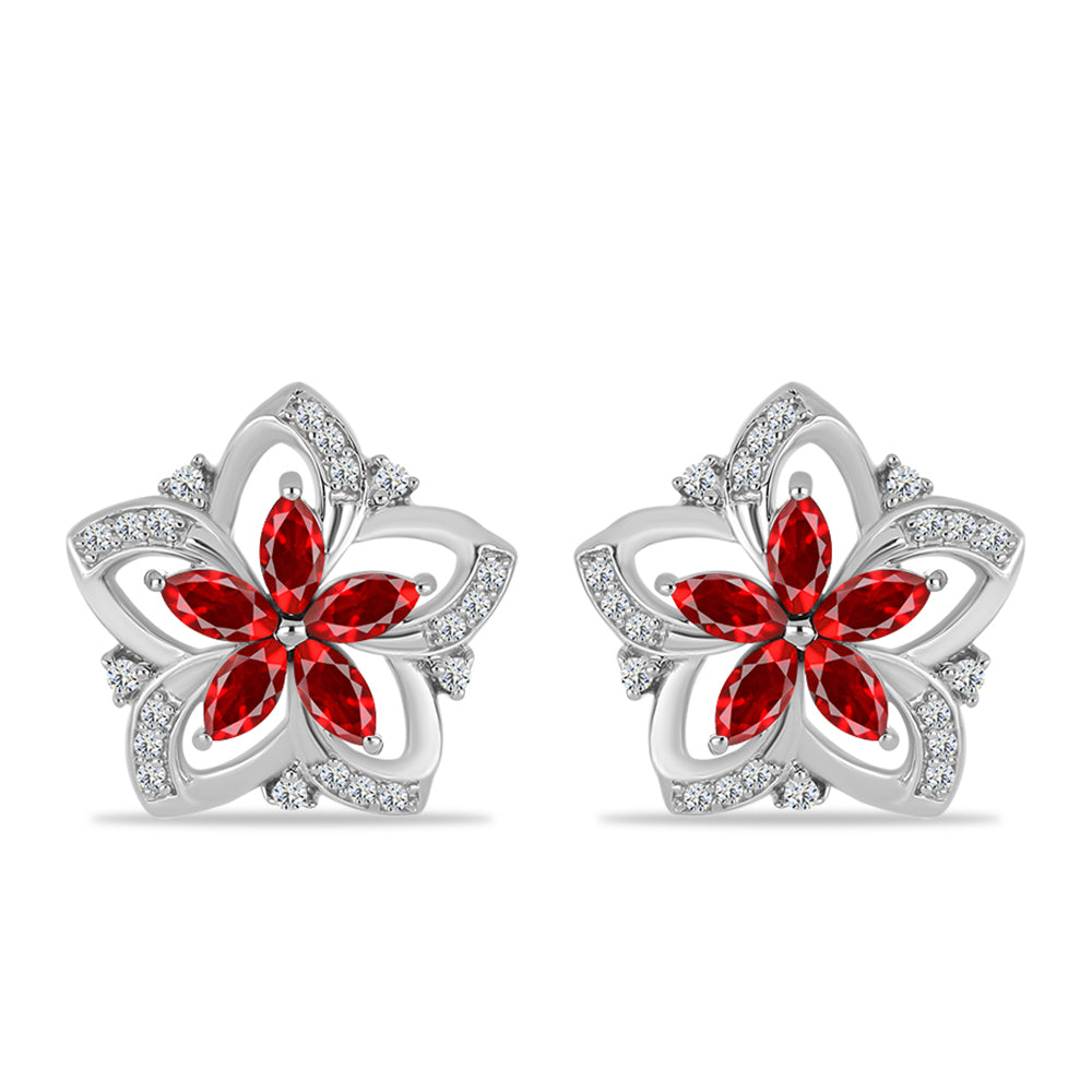 Cercei din Argint 925 ( 5.09 grame ) cu Agat Roșu și Topaz Alb 1.74 Carate 1 