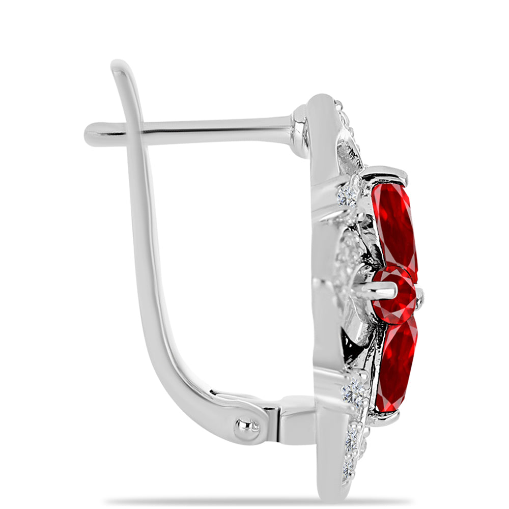 Cercei din Argint 925 ( 5.09 grame ) cu Agat Roșu și Topaz Alb 1.74 Carate 2 