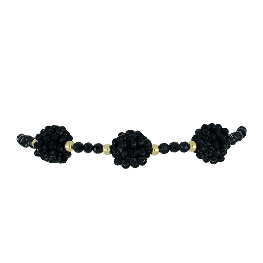 Brățară din Argint 925 Placat cu Aur ( 1.82 grame ) cu Spinel Negru 26 Carate 2 