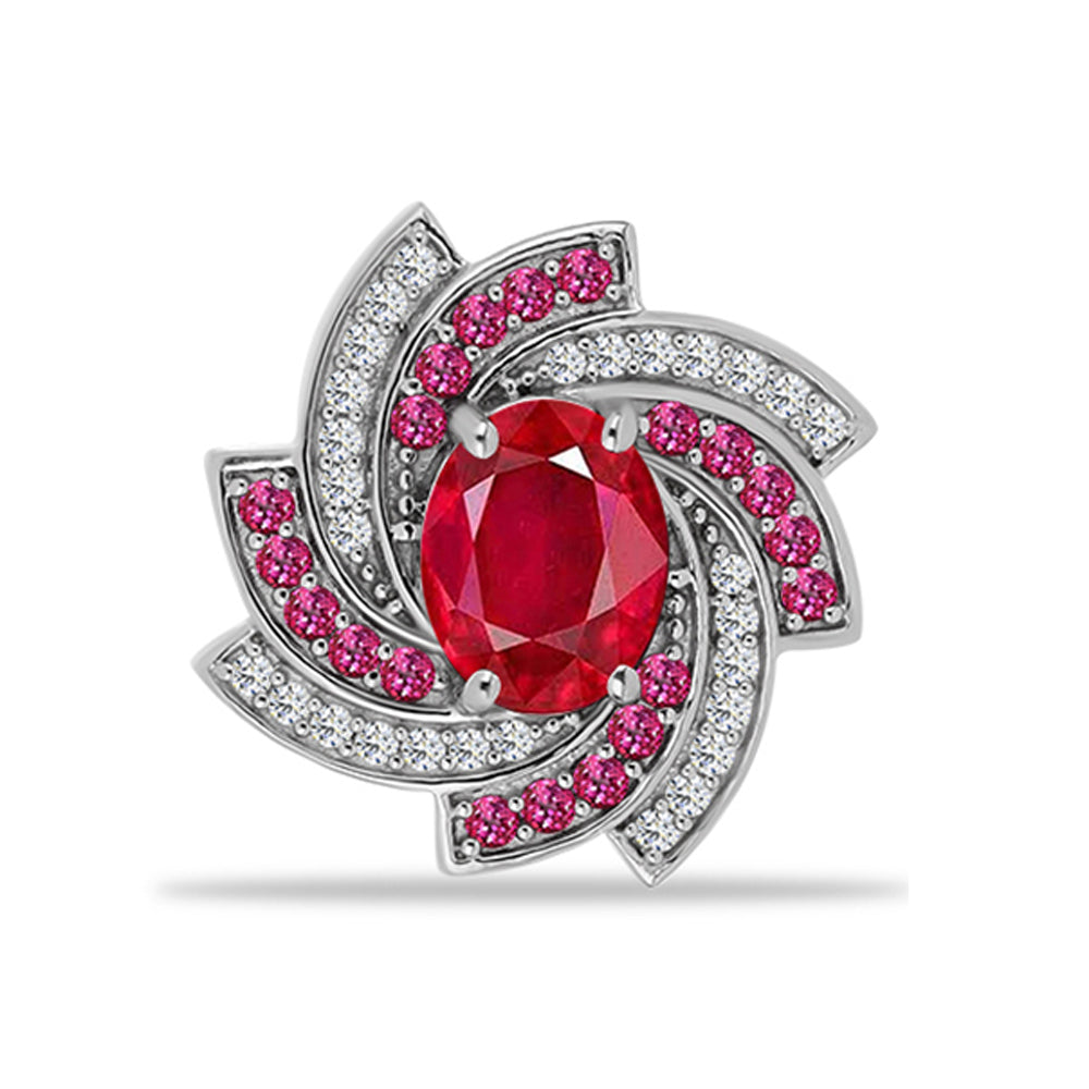 Broşă din Argint 925 ( 3.12 grame ) cu Agat Roșu și Topaz Alb 2.05 Carate 1 