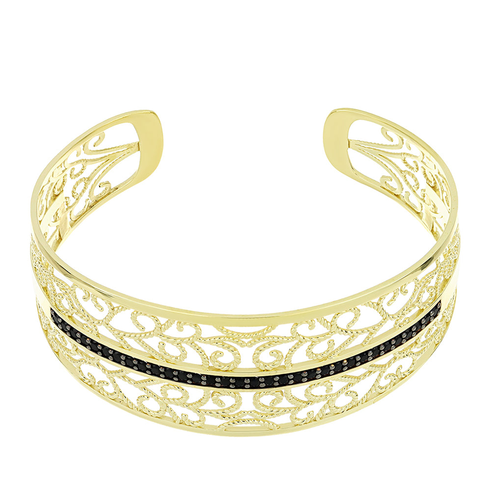 Brățară din Argint 925 Placat cu Aur ( 19.8 grame ) cu Spinel Negru 1.27 Carate