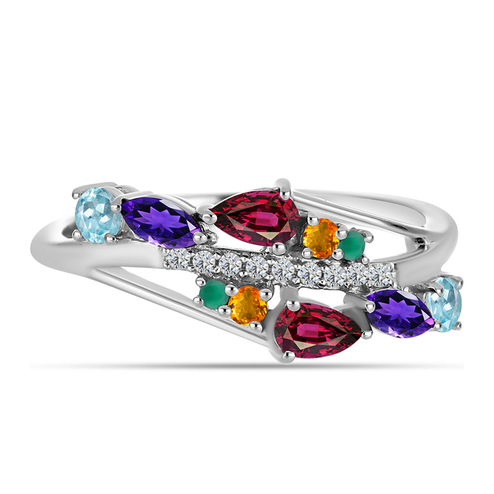 Inel din Argint 925 ( 2.51 grame ) cu Ametist Marocan și Agat Verde 1.24 Carate 1 