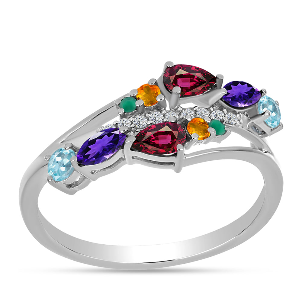 Inel din Argint 925 ( 2.51 grame ) cu Ametist Marocan și Agat Verde 1.24 Carate