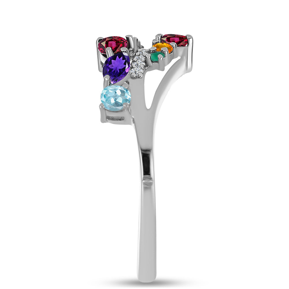 Inel din Argint 925 ( 2.51 grame ) cu Ametist Marocan și Agat Verde 1.24 Carate 4 