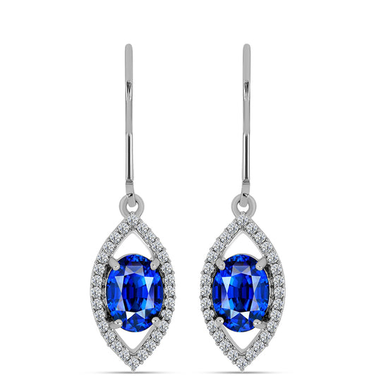 Cercei din Argint 925 ( 2.14 grame ) cu Safir Albastru Australian și Topaz Alb 3.92 Carate