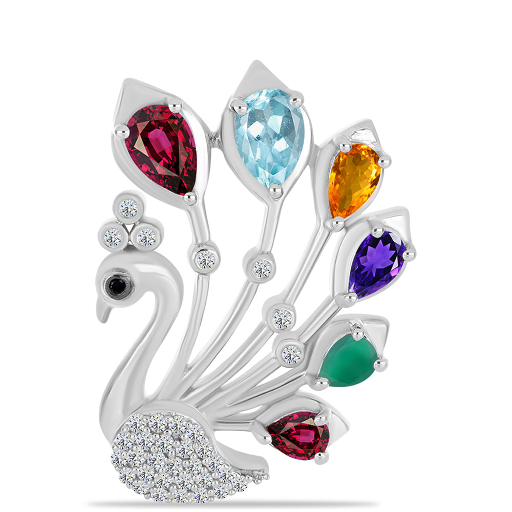 Broşă din Argint 925 ( 4.53 grame ) cu Ametist Marocan și Agat Verde 1.98 Carate