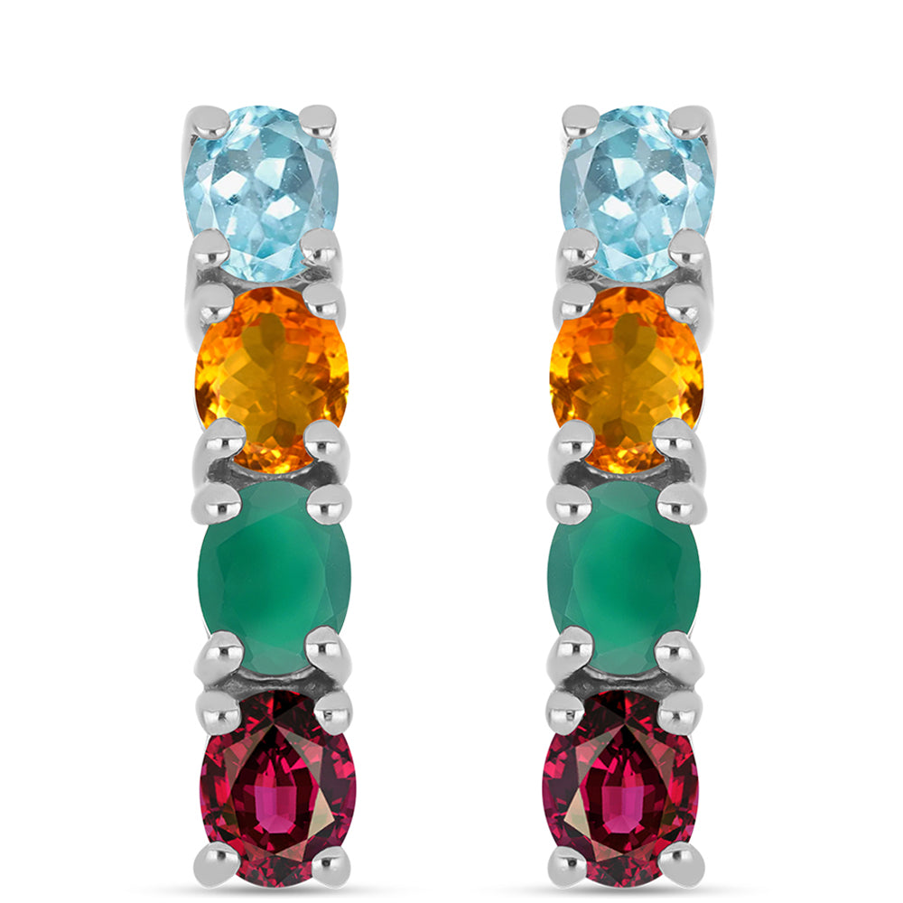 Cercei din Argint 925 ( 3.93 grame ) cu Agat Verde și Citrin 2.93 Carate 1 