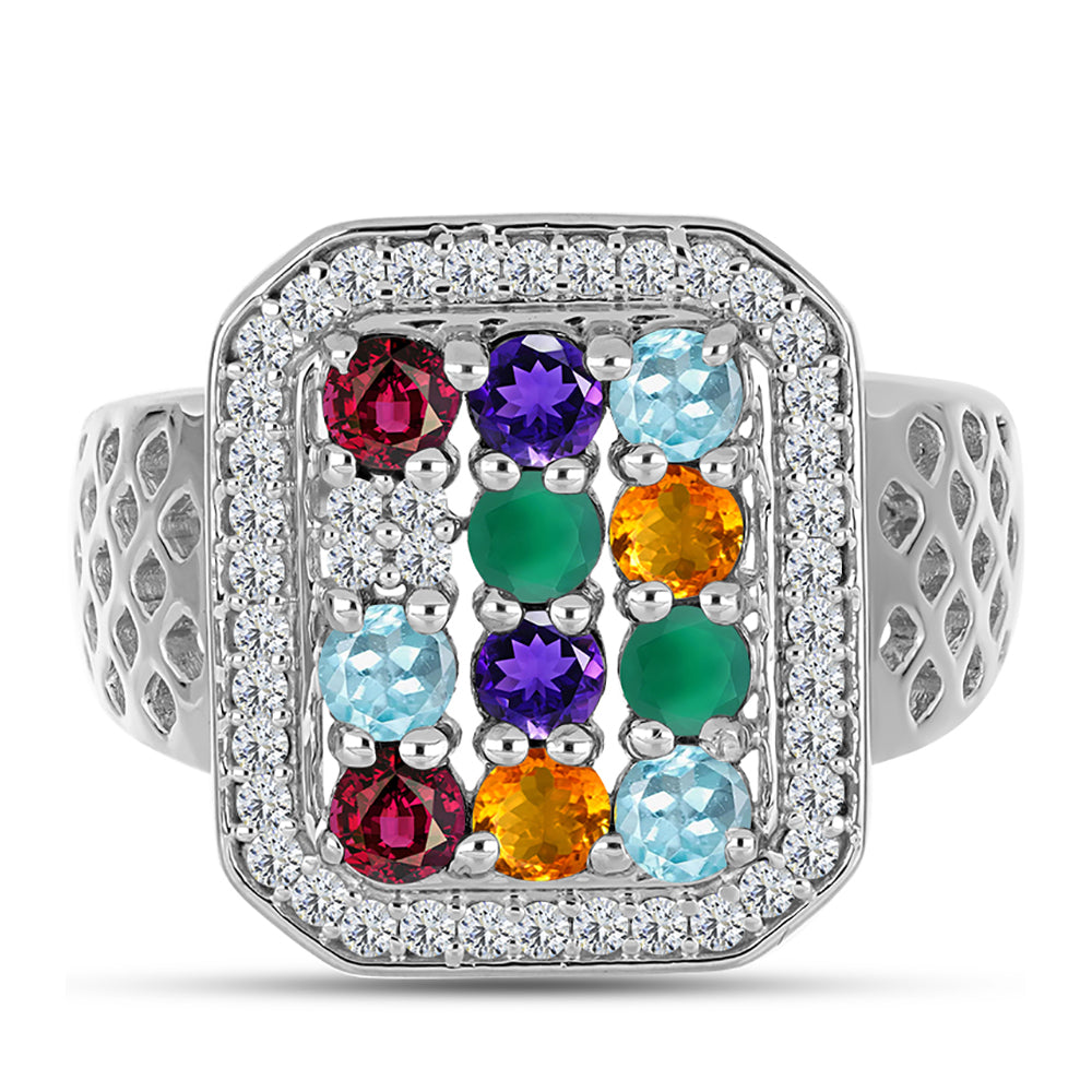 Inel din Argint 925 ( 4.93 grame ) cu Ametist Marocan și Agat Verde 1.6 Carate 1 