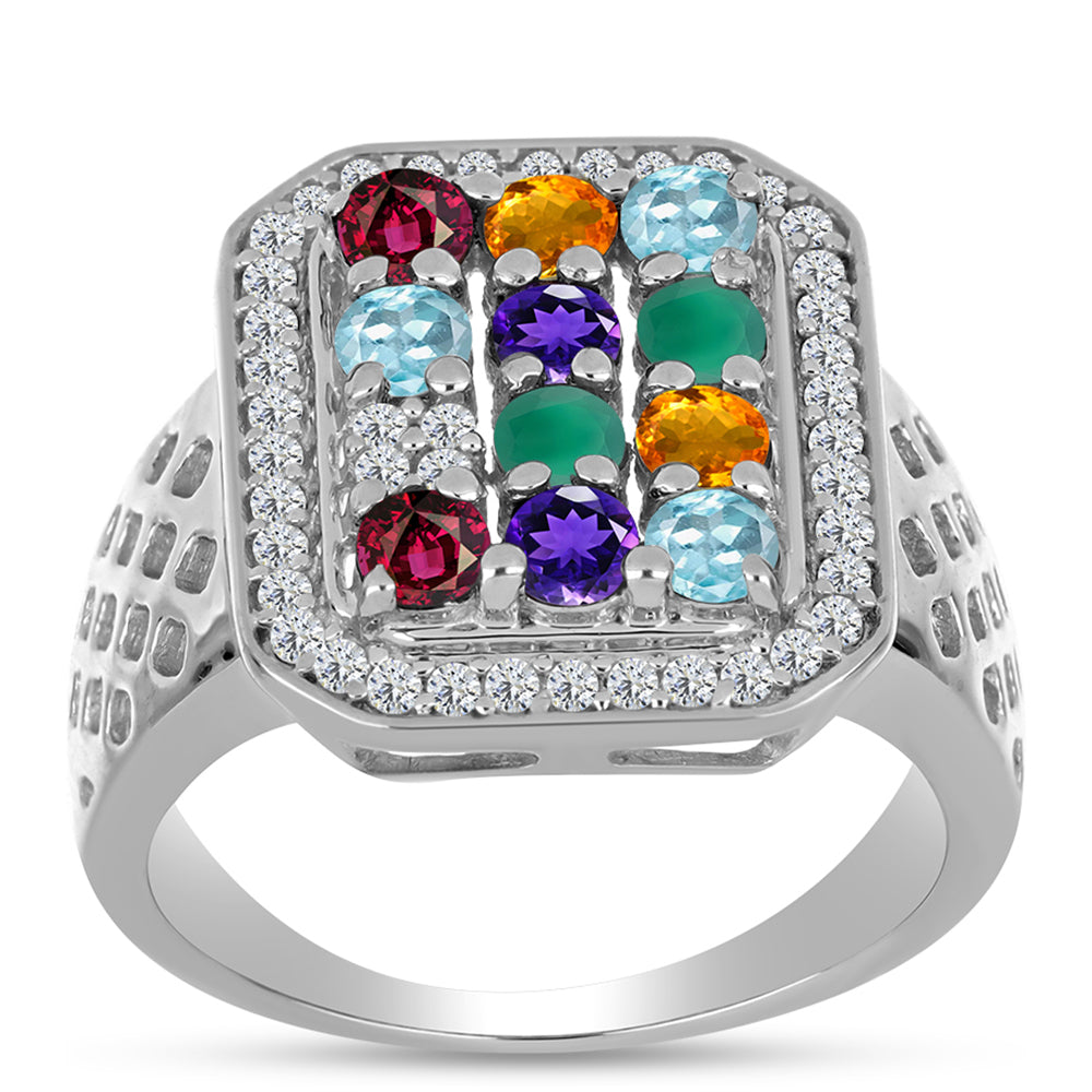 Inel din Argint 925 ( 4.93 grame ) cu Ametist Marocan și Agat Verde 1.6 Carate