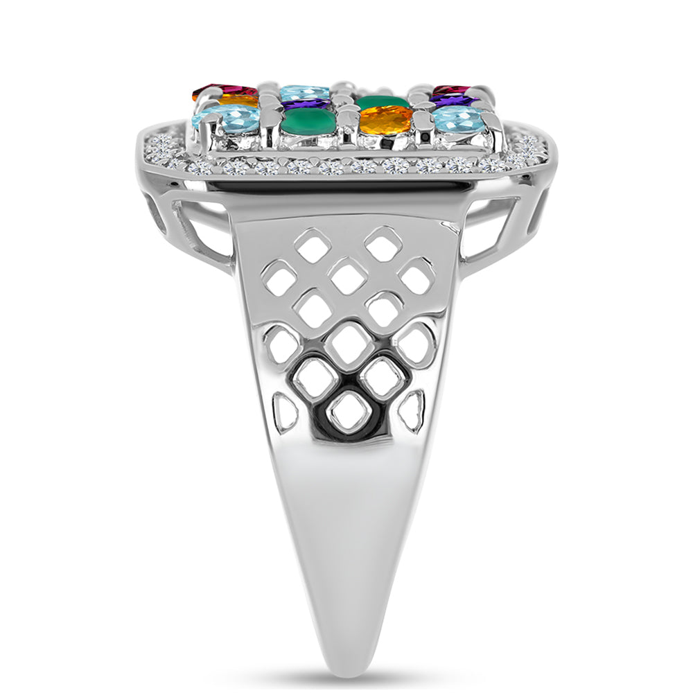 Inel din Argint 925 ( 4.93 grame ) cu Ametist Marocan și Agat Verde 1.6 Carate 4 