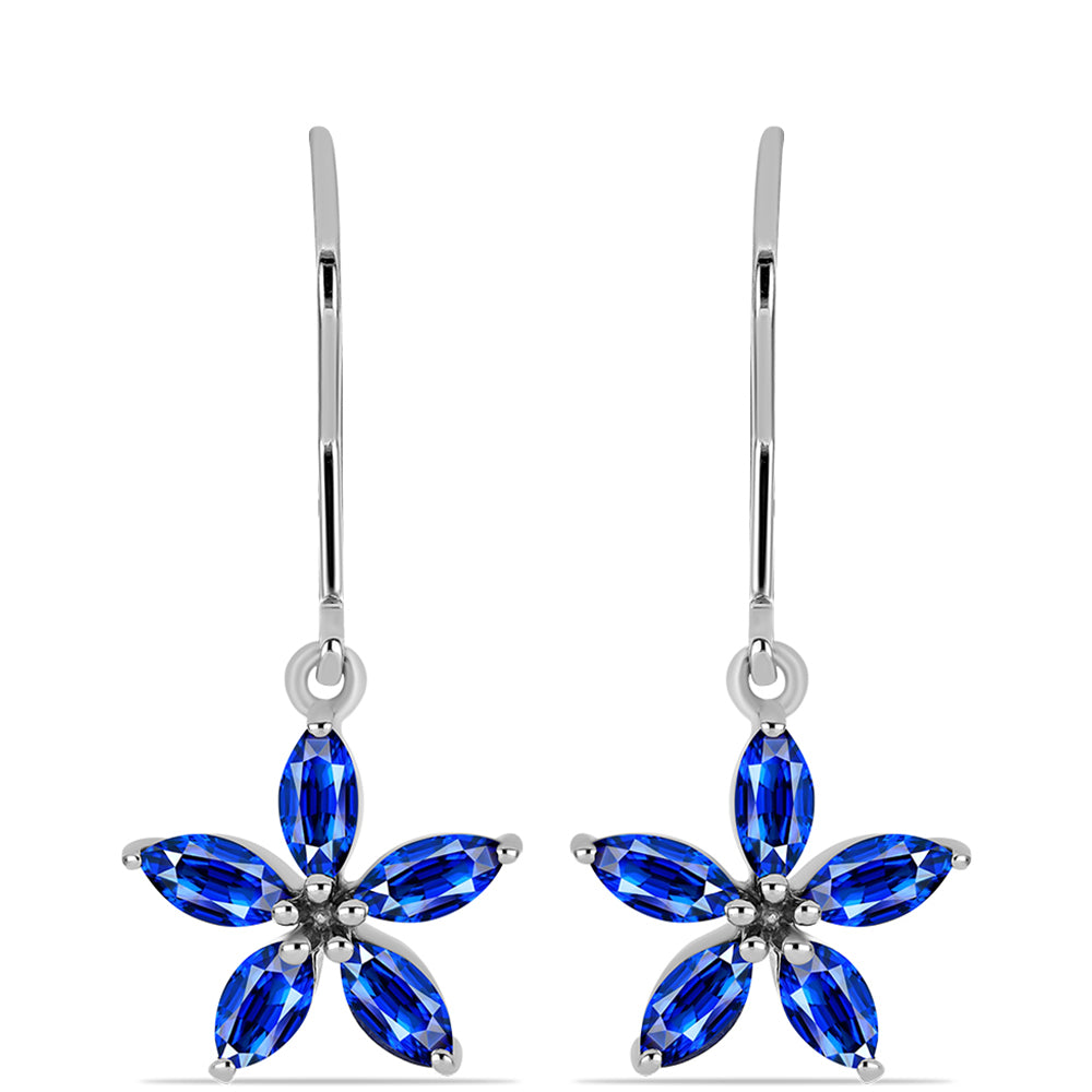 Cercei din Argint 925 ( 2.09 grame ) cu Safir Albastru Australian 2.03 Carate 1 