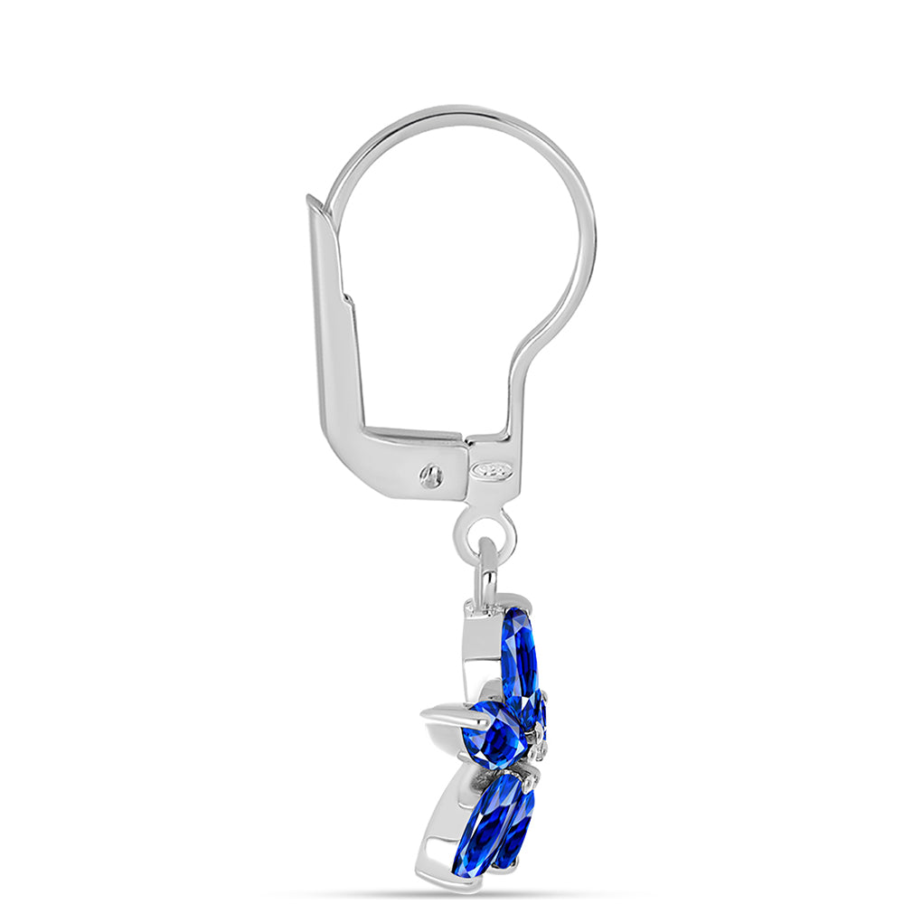 Cercei din Argint 925 ( 2.09 grame ) cu Safir Albastru Australian 2.03 Carate 2 