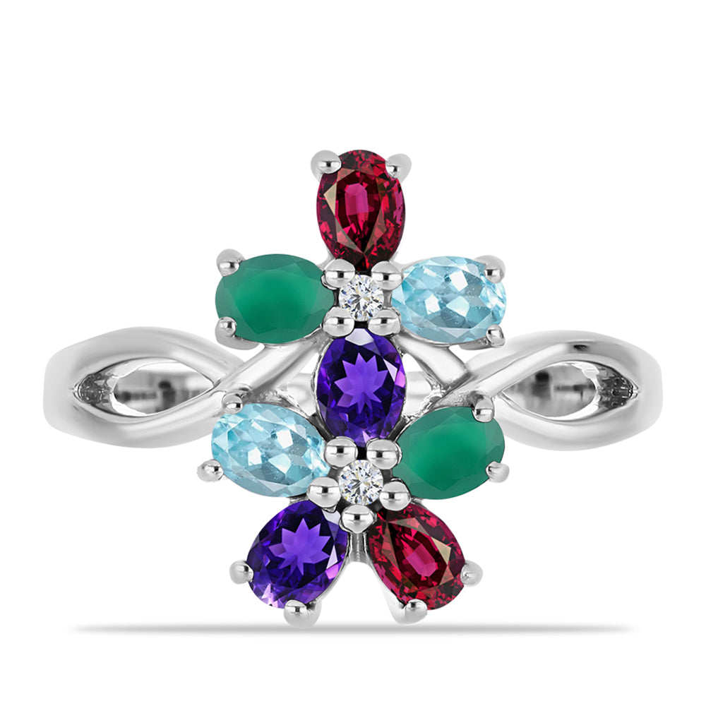 Inel din Argint 925 ( 3.38 grame ) cu Ametist Marocan și Agat Verde 1.54 Carate