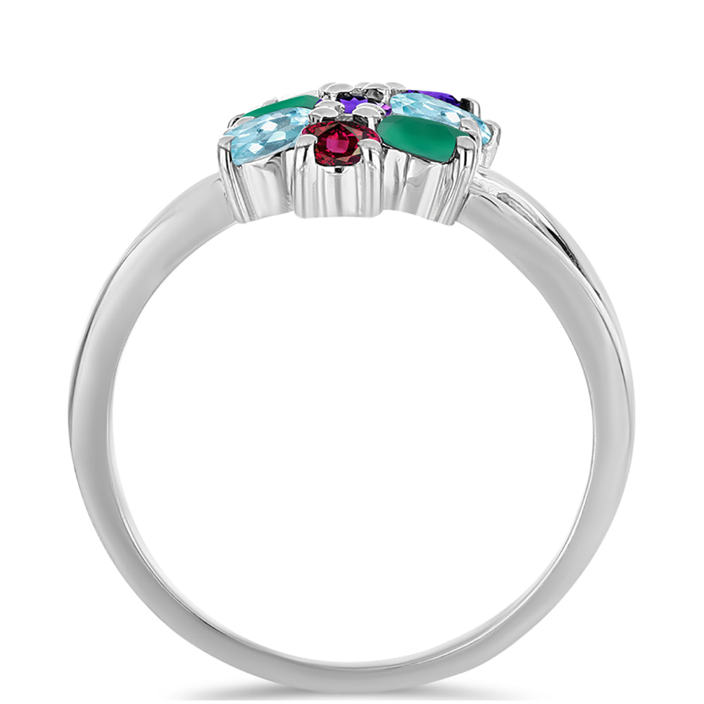 Inel din Argint 925 ( 3.38 grame ) cu Ametist Marocan și Agat Verde 1.54 Carate 2 