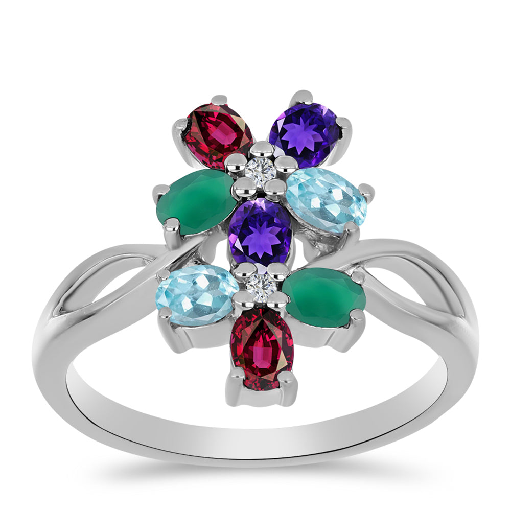 Inel din Argint 925 ( 3.38 grame ) cu Ametist Marocan și Agat Verde 1.54 Carate 3 