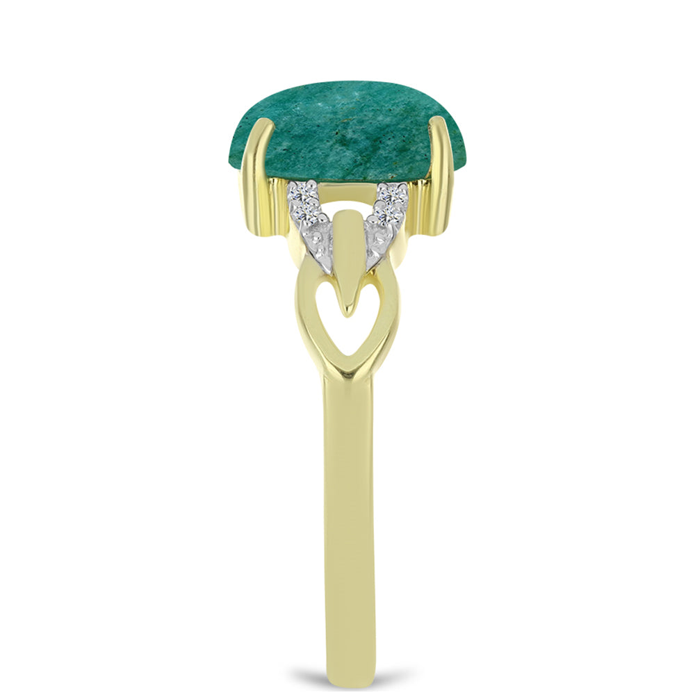 Inel din Argint 925 Placat cu Aur ( 2.54 grame ) cu Amazonit și Topaz Alb 2.22 Carate 4 