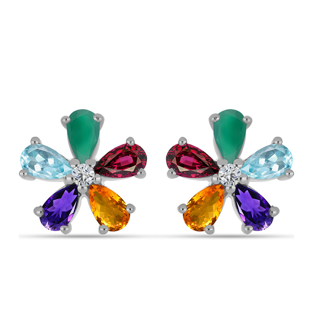 Cercei din Argint 925 ( 1.7 grame ) cu Ametist Marocan și Agat Verde 2.25 Carate