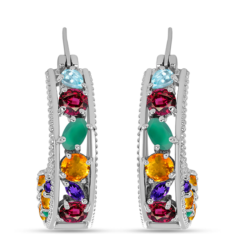 Cercei din Argint 925 ( 8.22 grame ) cu Ametist Marocan și Agat Verde 4.32 Carate