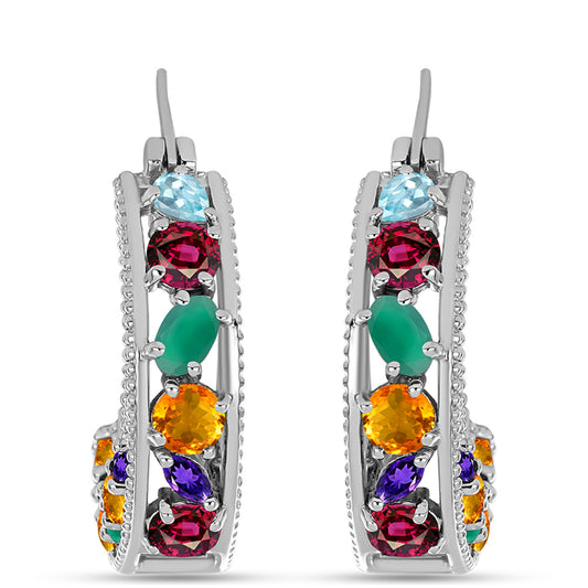 Cercei din Argint 925 ( 8.22 grame ) cu Ametist Marocan și Agat Verde 4.32 Carate