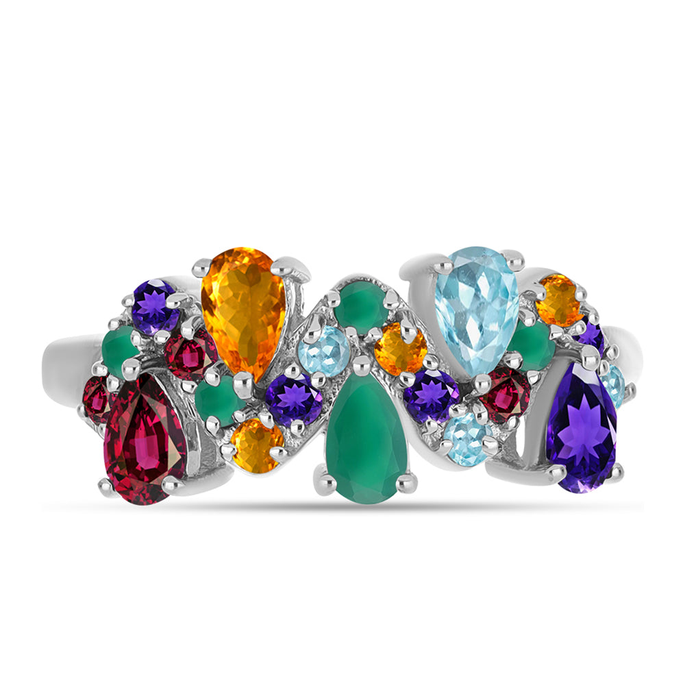 Inel din Argint 925 ( 3.04 grame ) cu Ametist Marocan și Agat Verde 1.66 Carate 1 