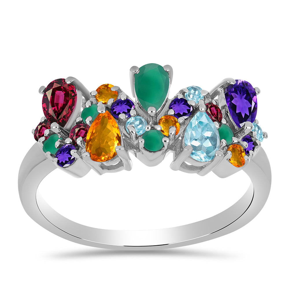 Inel din Argint 925 ( 3.04 grame ) cu Ametist Marocan și Agat Verde 1.66 Carate 3 