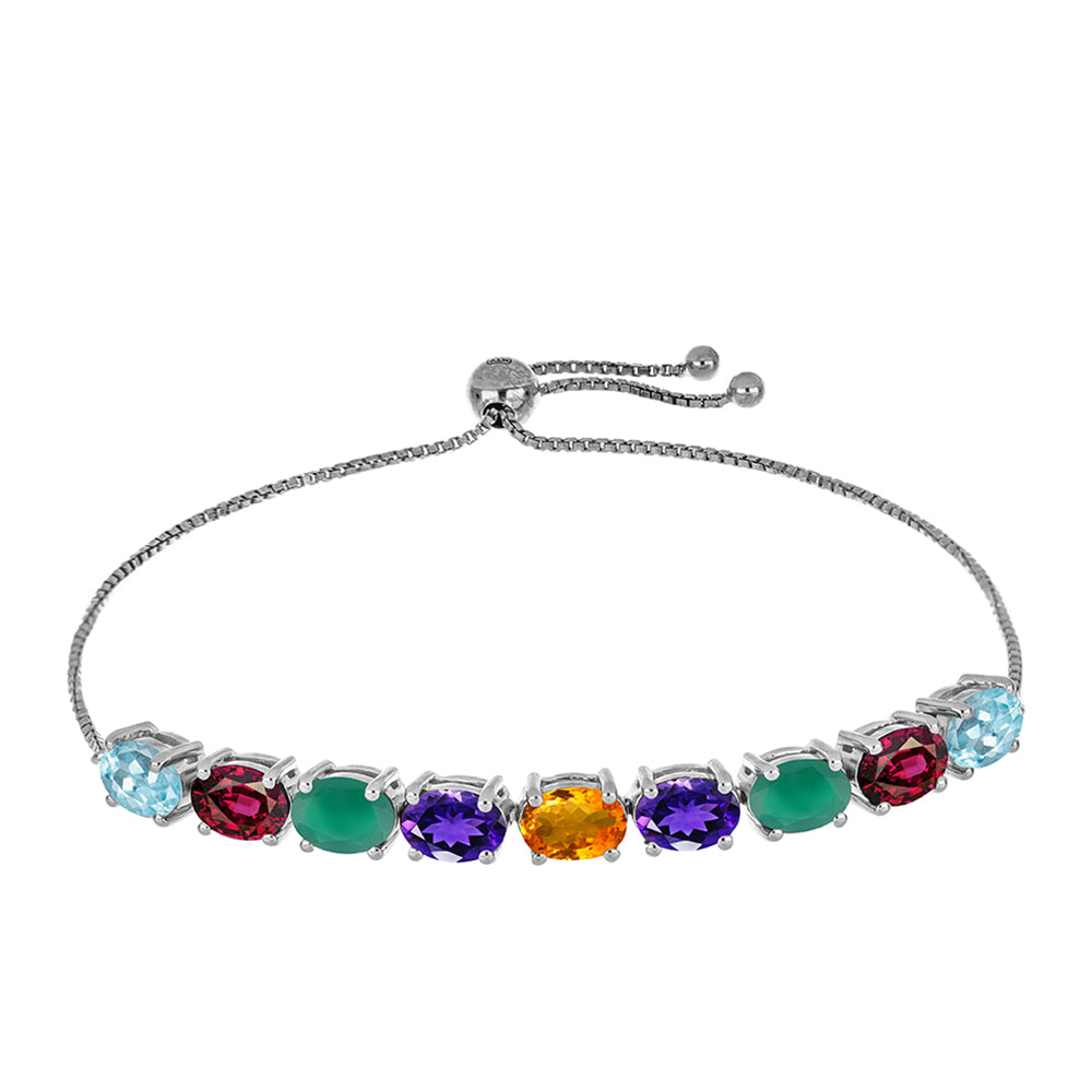 Brățară din Argint 925 ( 5.71 grame ) cu Ametist Marocan și Agat Verde 7.37 Carate