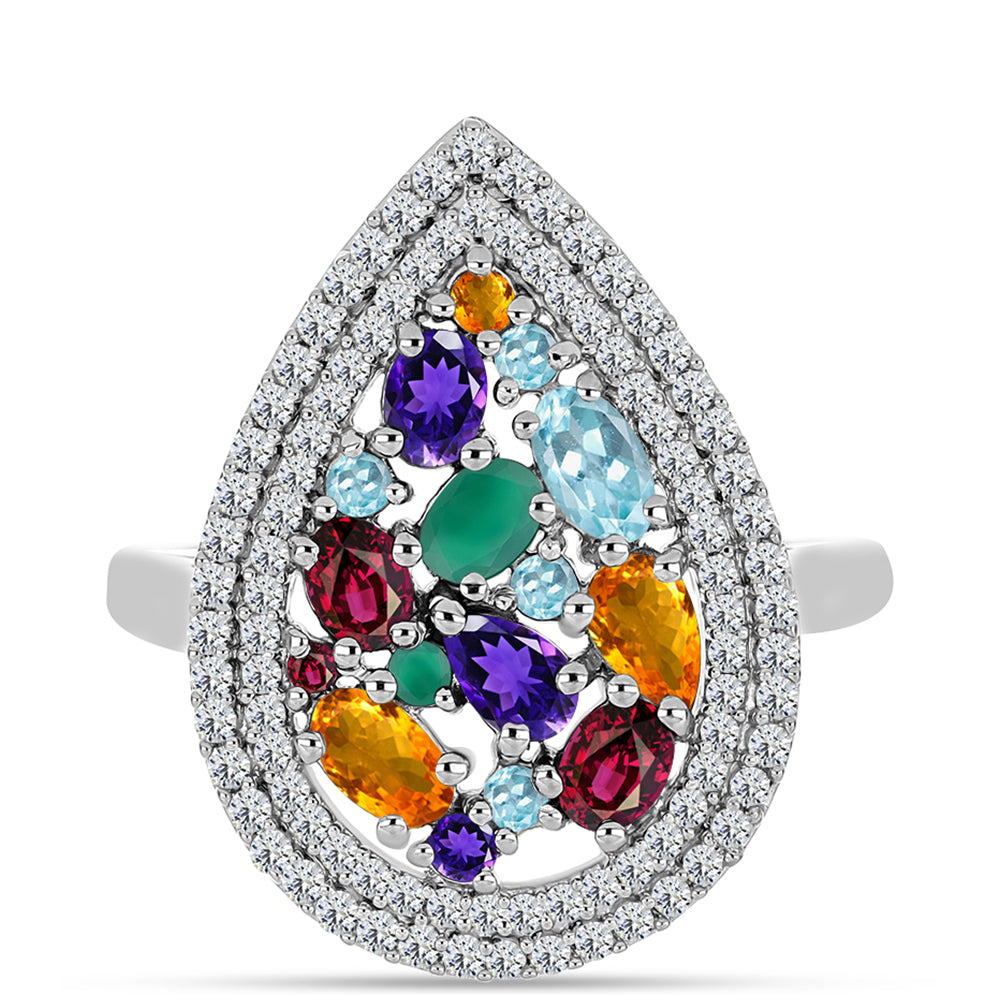 Inel din Argint 925 ( 4.73 grame ) cu Ametist Marocan și Agat Verde 2.64 Carate 1 