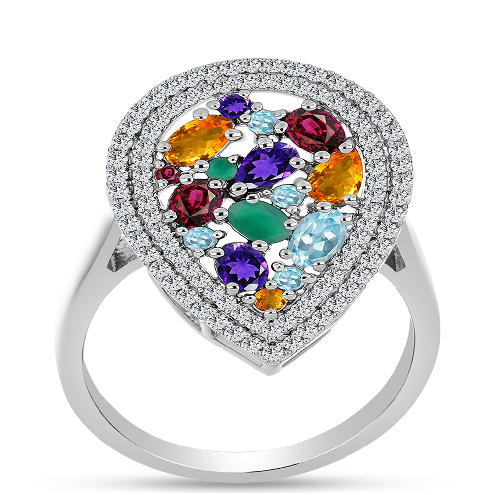 Inel din Argint 925 ( 4.73 grame ) cu Ametist Marocan și Agat Verde 2.64 Carate 3 