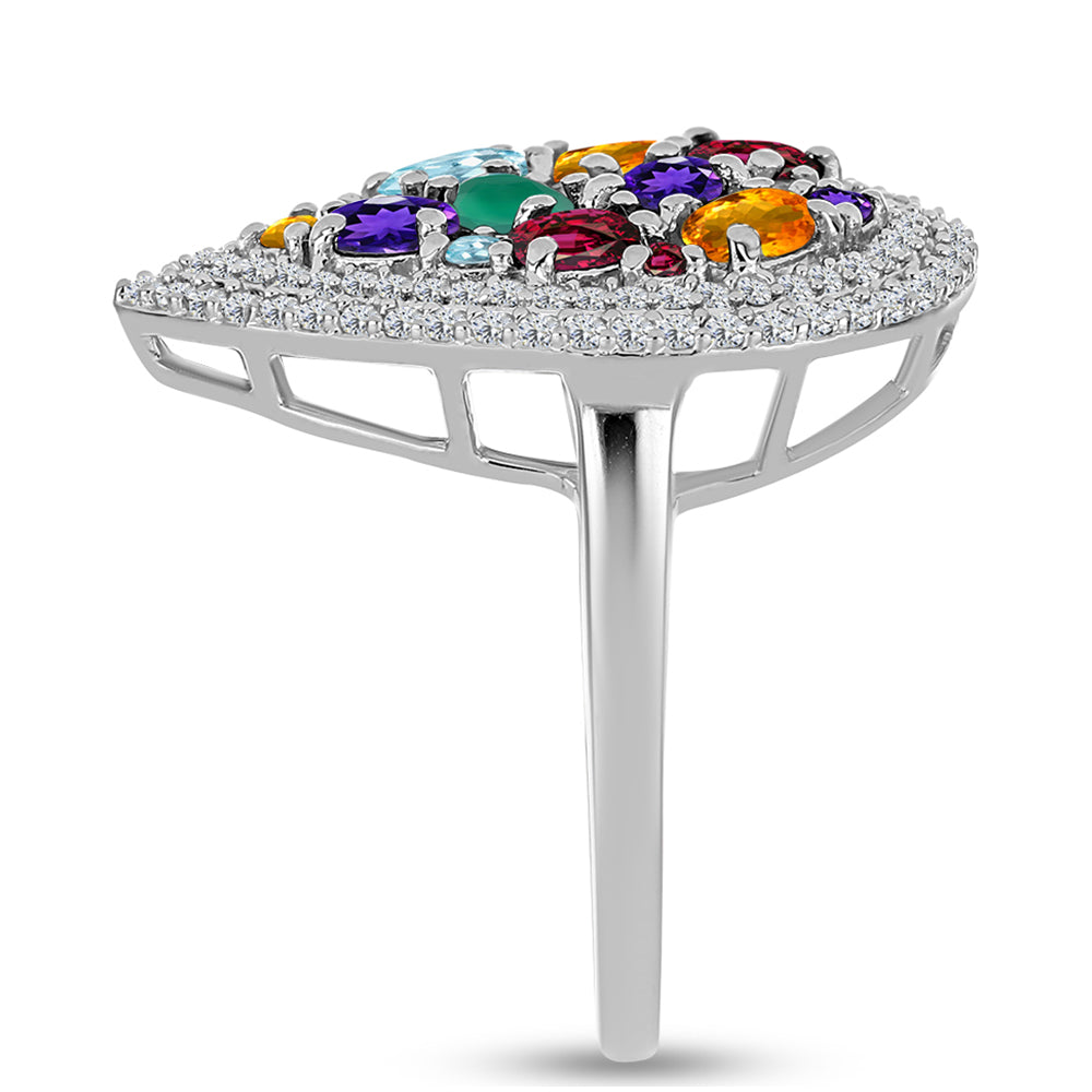 Inel din Argint 925 ( 4.73 grame ) cu Ametist Marocan și Agat Verde 2.64 Carate