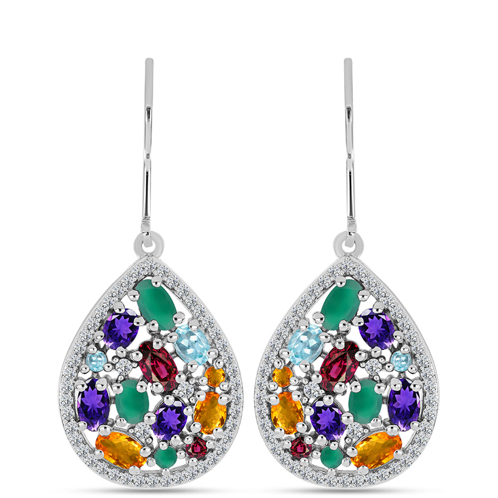 Cercei din Argint 925 ( 5.22 grame ) cu Ametist Marocan și Agat Verde 4.72 Carate