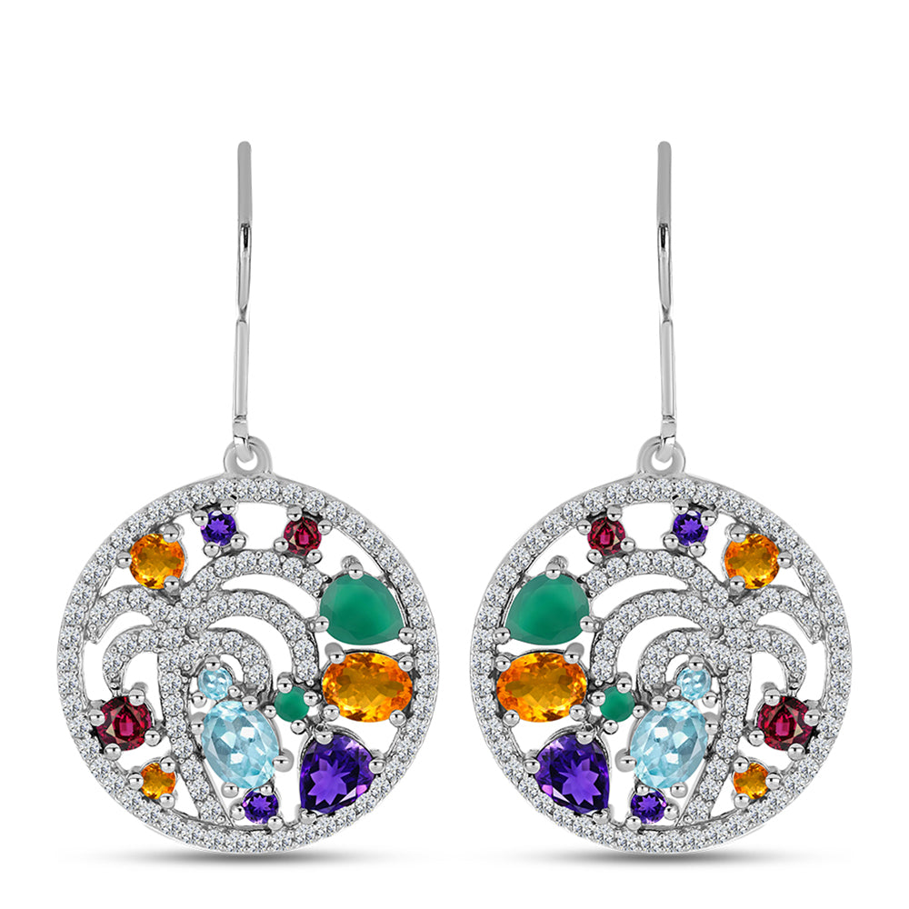 Cercei din Argint 925 ( 5.1 grame ) cu Ametist Marocan și Agat Verde 4.64 Carate 1 