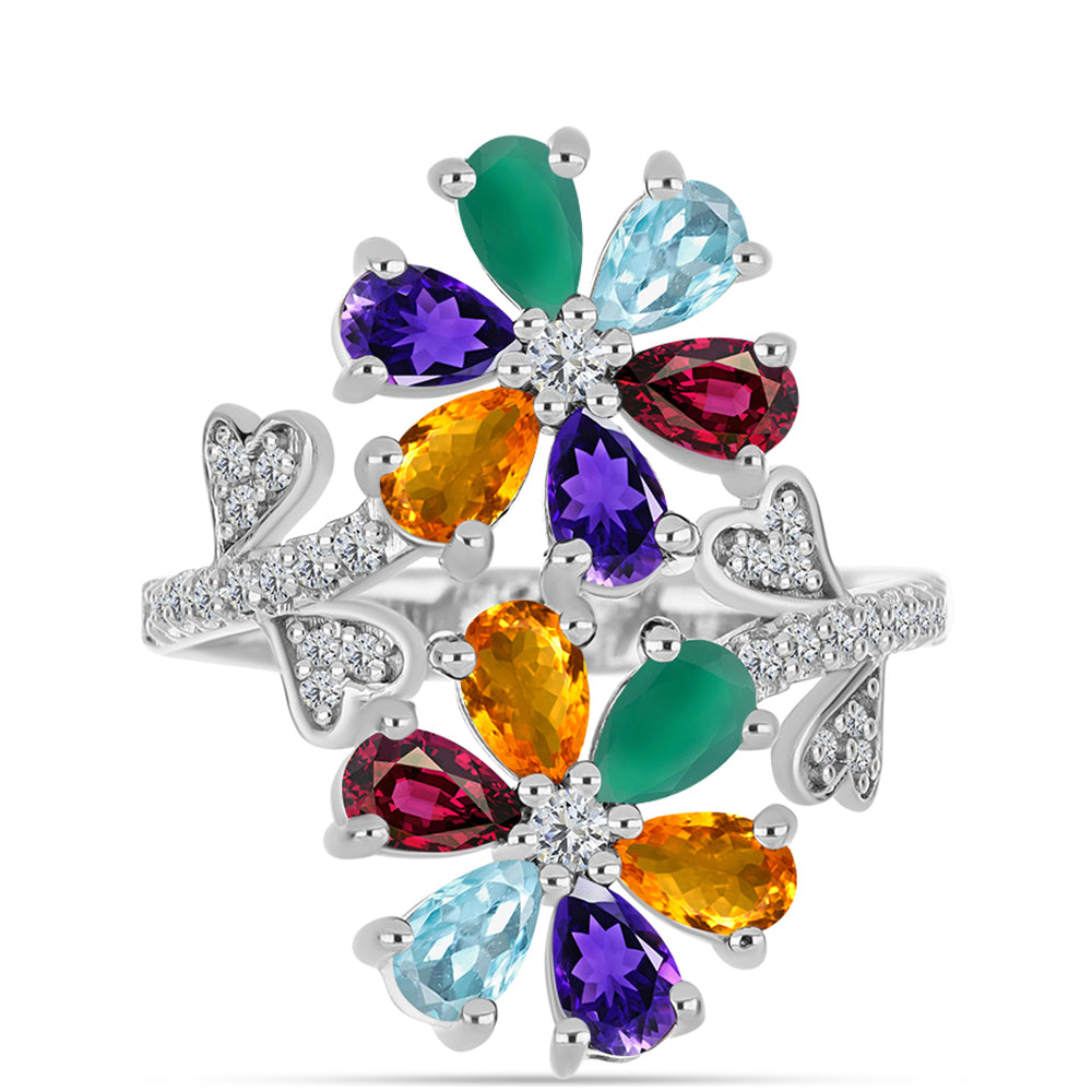 Inel din Argint 925 ( 4.24 grame ) cu Ametist Marocan și Agat Verde 2.63 Carate