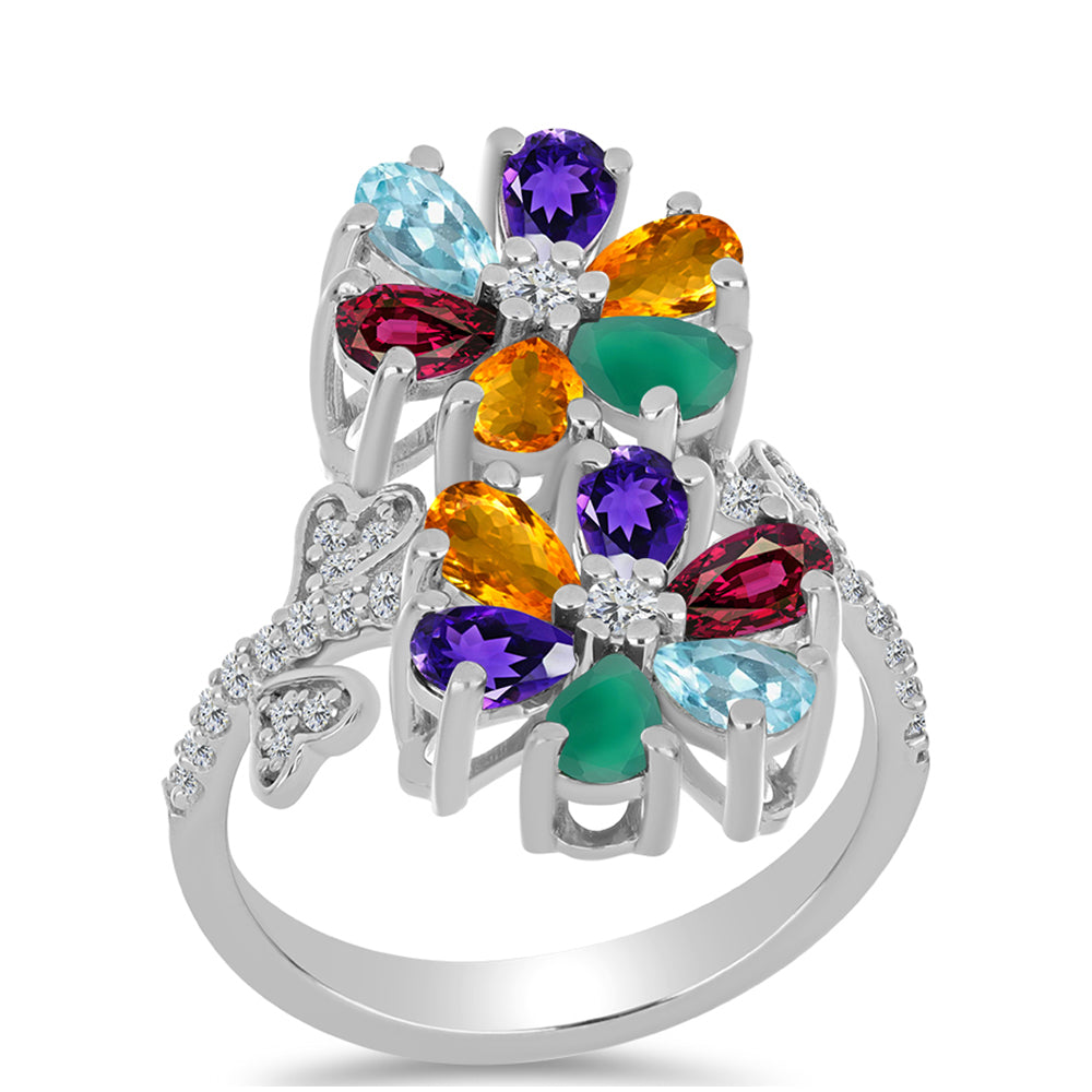 Inel din Argint 925 ( 4.24 grame ) cu Ametist Marocan și Agat Verde 2.63 Carate 3 