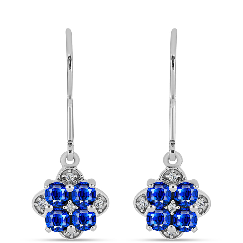 Cercei din Argint 925 ( 2.17 grame ) cu Safir Albastru Australian și Topaz Alb 1.43 Carate 1 