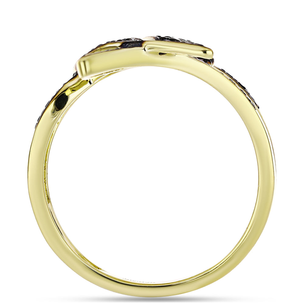 Inel din Argint 925 Placat cu Aur ( 4.1 grame ) cu Spinel Negru 0.7 Carate 2 