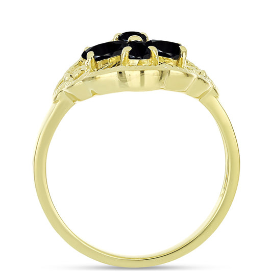 Inel din Argint 925 Placat cu Aur ( 3.09 grame ) cu Spinel Negru 1.14 Carate