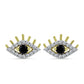 Cercei din Argint 925 Placat cu Aur ( 1.41 grame ) cu Spinel Negru și Topaz Alb 0.55 Carate