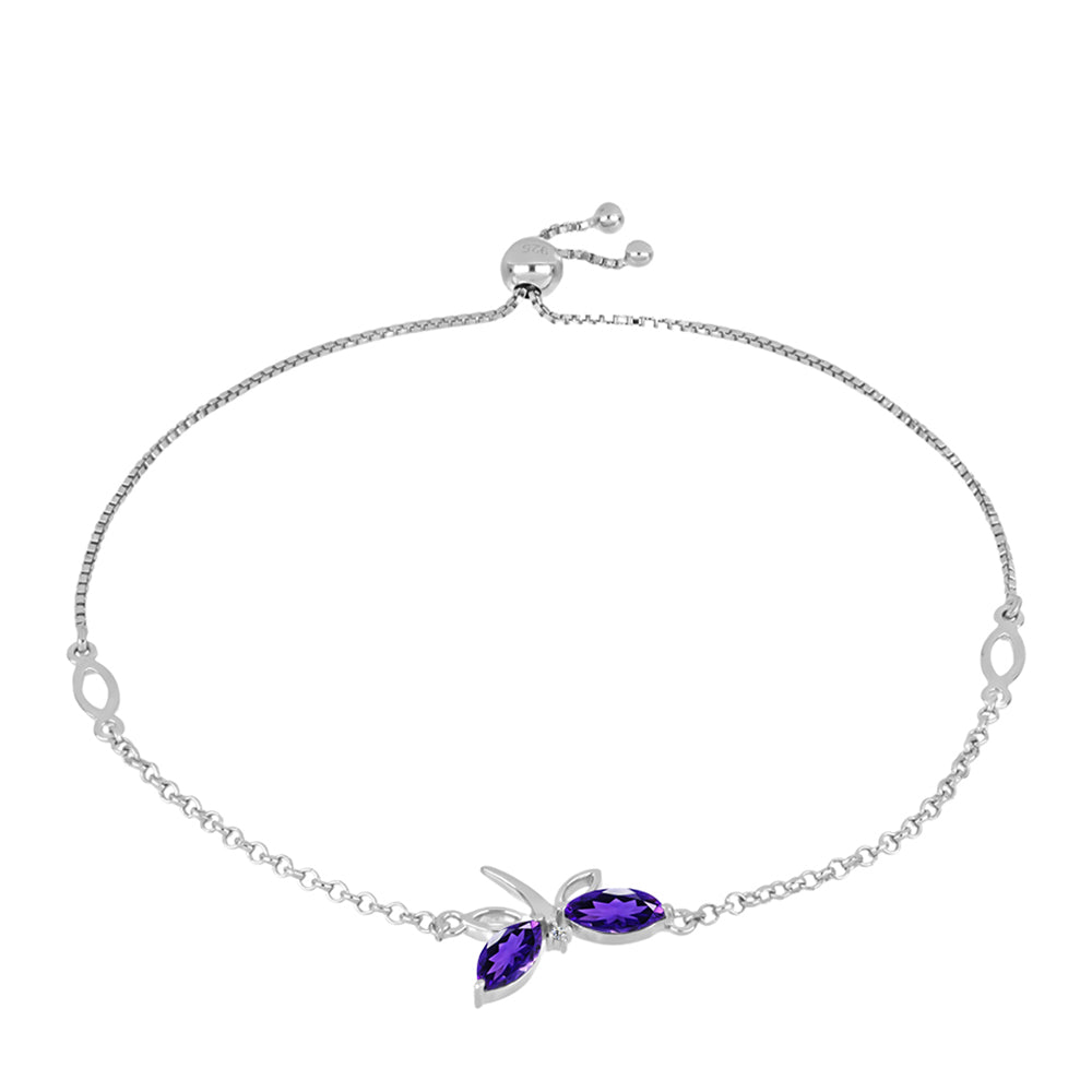 Brățară din Argint 925 ( 3.54 grame ) cu Ametist Marocan și Topaz Alb 0.99 Carate