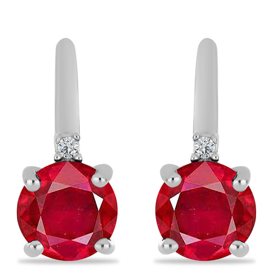 Cercei din Argint 925 ( 2.26 grame ) cu Agat Roșu și Topaz Alb 2.16 Carate