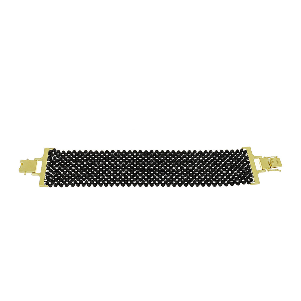 Brățară din Argint 925 Placat cu Aur ( 9.15 grame ) cu Spinel Negru 132.99 Carate 2 