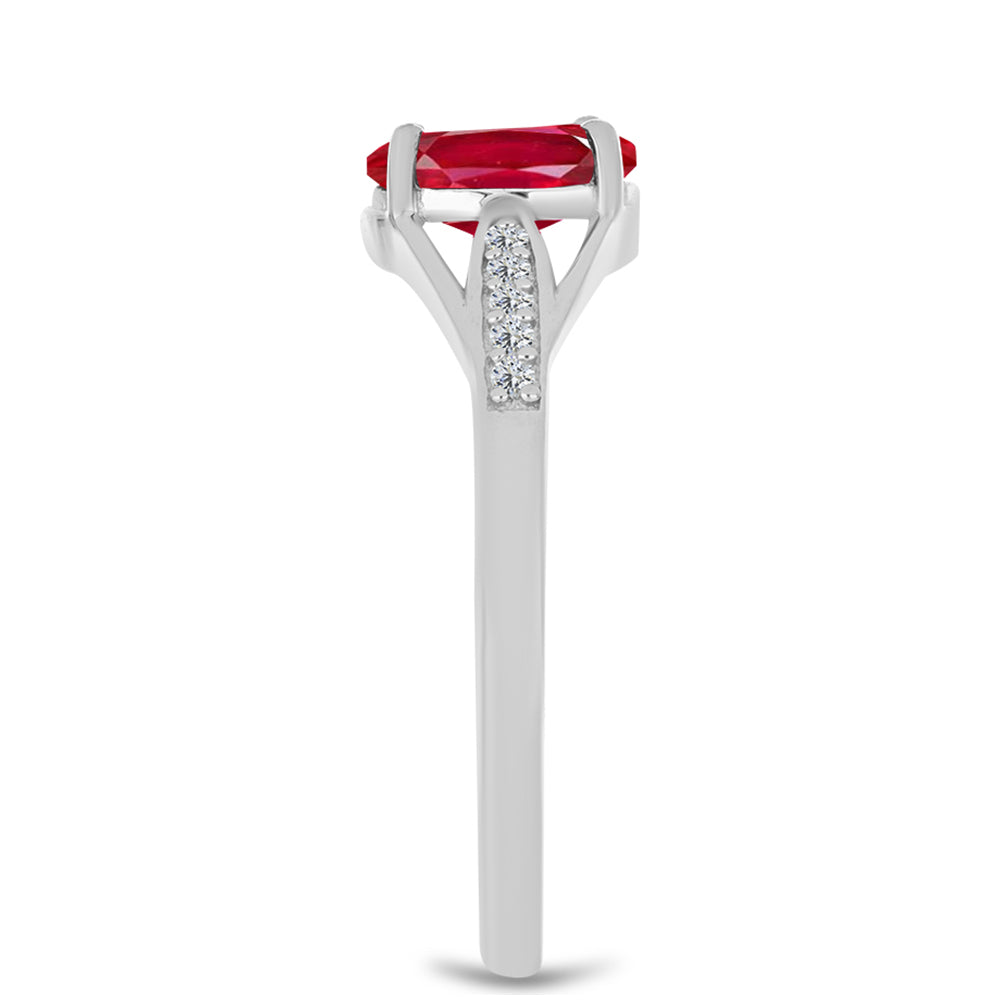 Inel din Argint 925 ( 2.18 grame ) cu Agat Roșu și Topaz Alb 1.09 Carate 4 