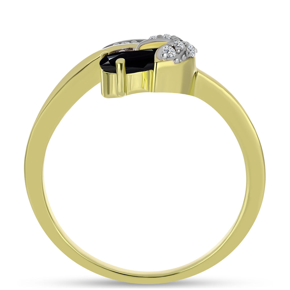 Inel din Argint 925 Placat cu Aur ( 3.03 grame ) cu Spinel Negru și Topaz Alb 0.79 Carate 2 