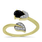 Inel din Argint 925 Placat cu Aur ( 3.03 grame ) cu Spinel Negru și Topaz Alb 0.79 Carate