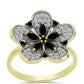 Inel din Argint 925 Placat cu Aur ( 3.94 grame ) cu Spinel Negru și Topaz Alb 0.91 Carate