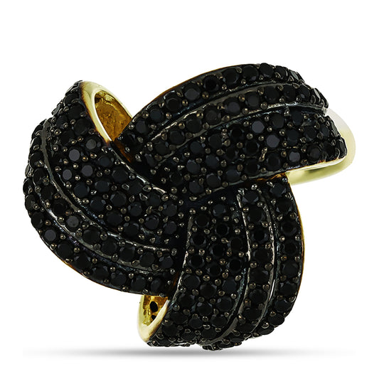 Inel din Argint 925 Placat cu Aur ( 5.31 grame ) cu Spinel Negru 1.37 Carate