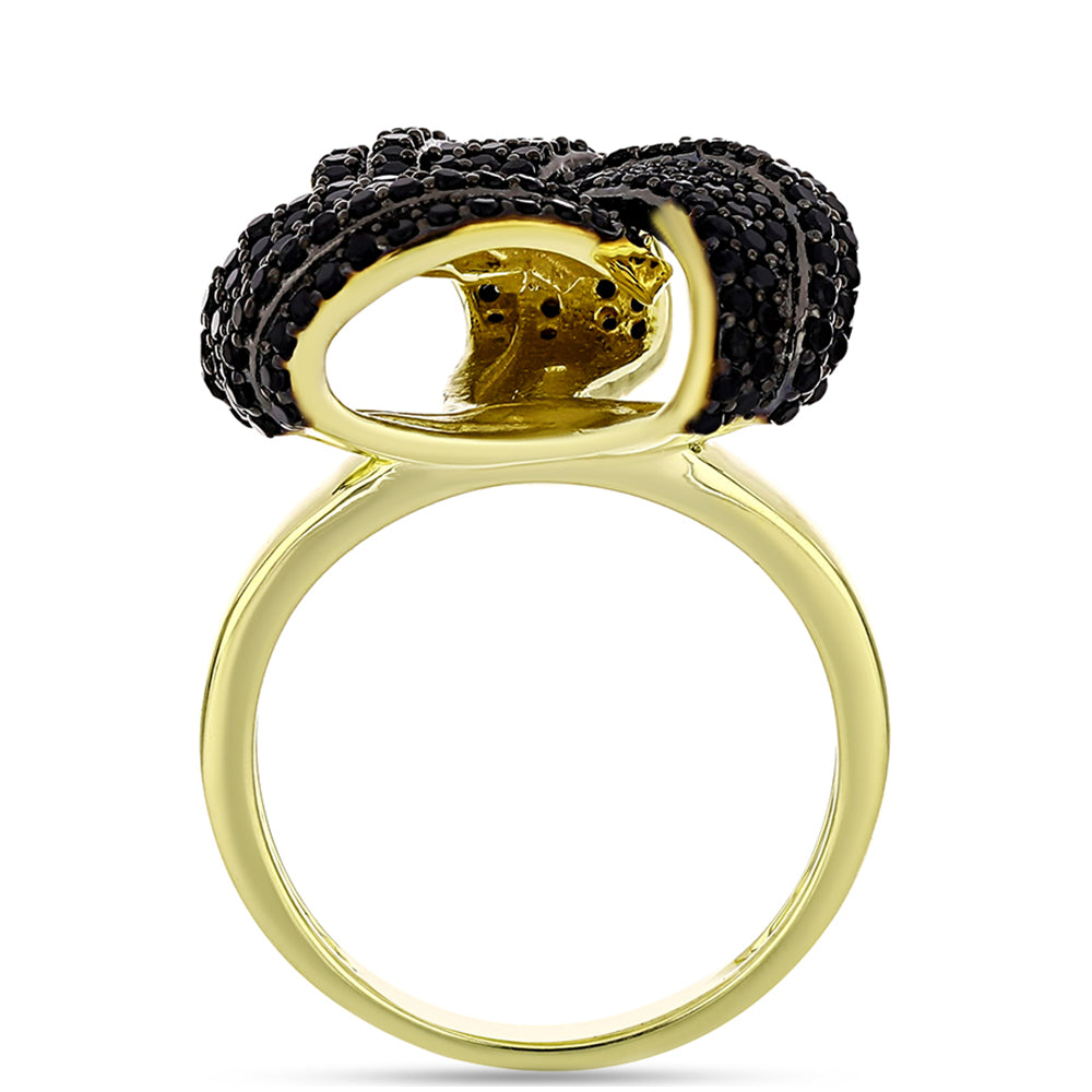 Inel din Argint 925 Placat cu Aur ( 5.31 grame ) cu Spinel Negru 1.37 Carate 2 
